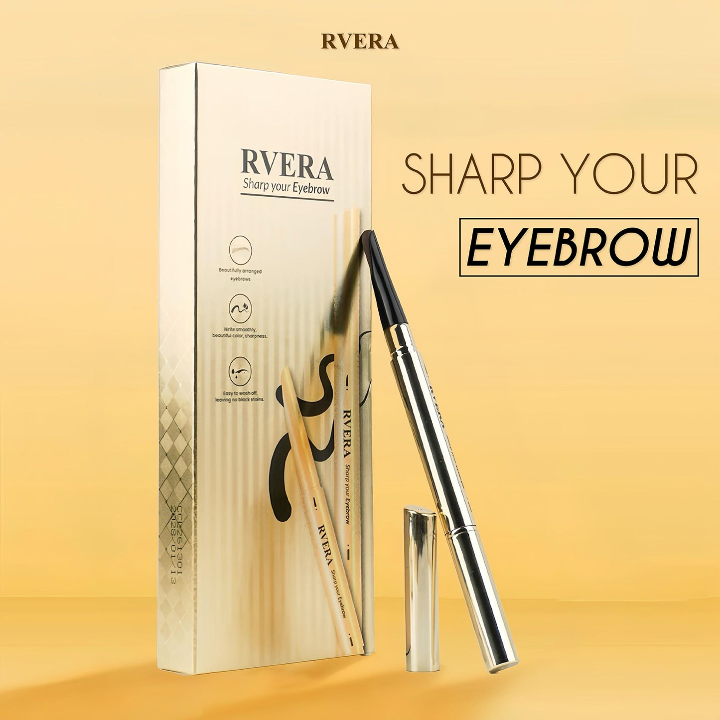 RVERA 3D Eyebrow Pencil Coffee Brown, Sharp & Soft