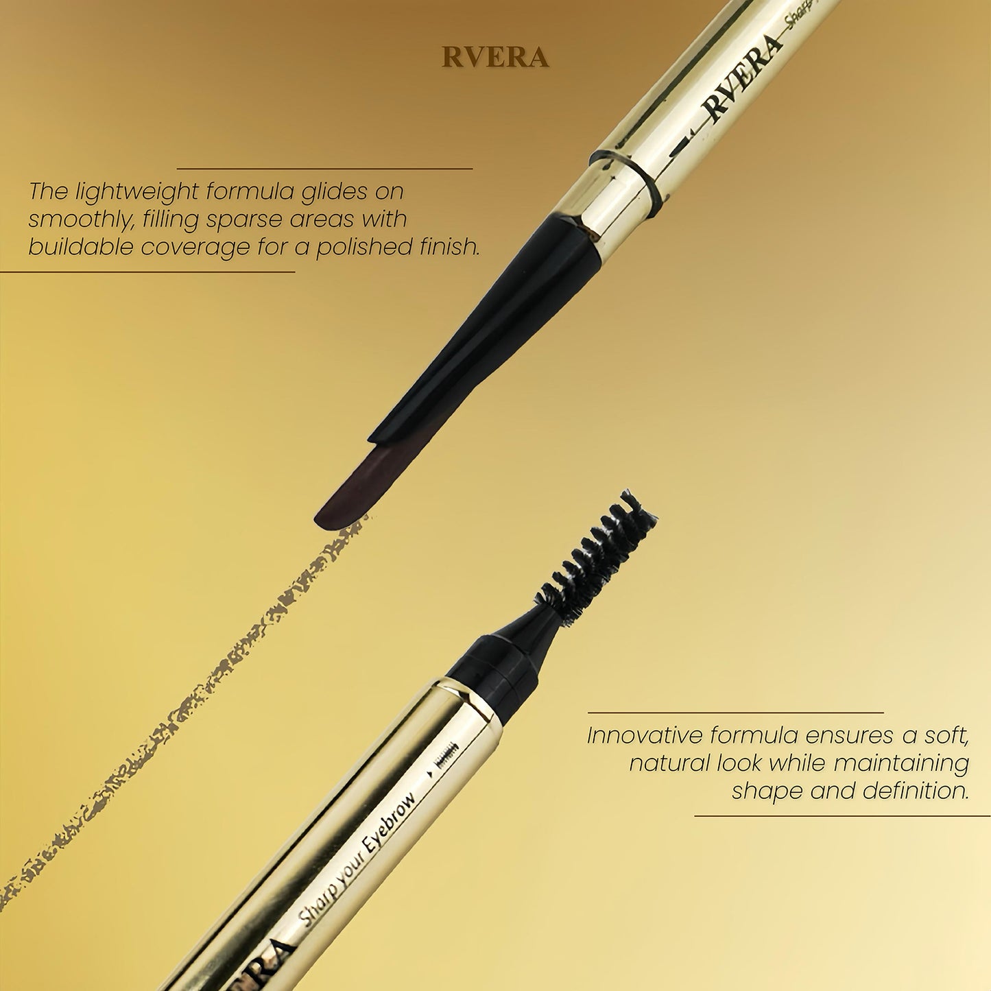 RVERA 3D Eyebrow Pencil Coffee Brown, Sharp & Soft