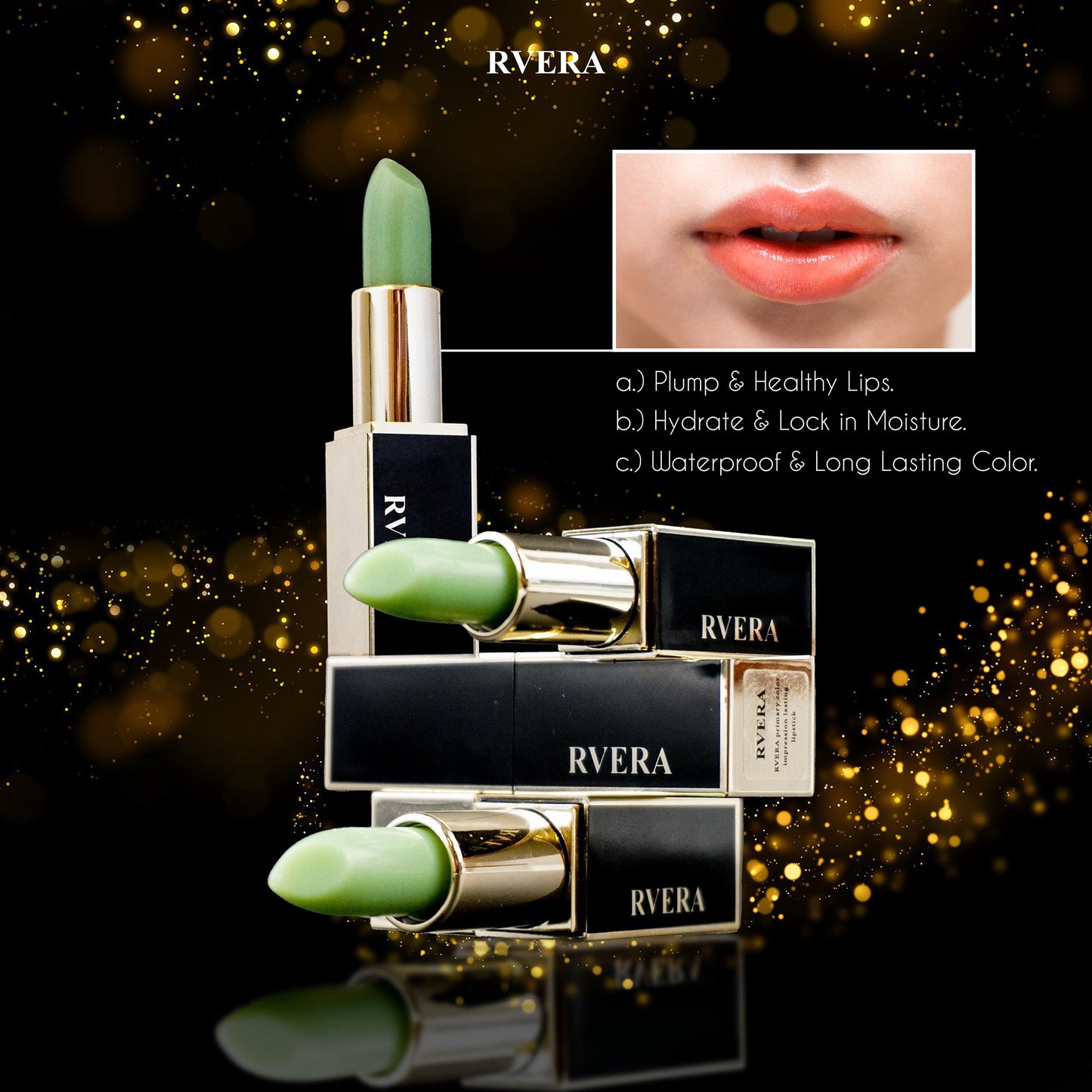 RVERA Primary Color Impression Lasting Lipstick 3.6g Changes Color