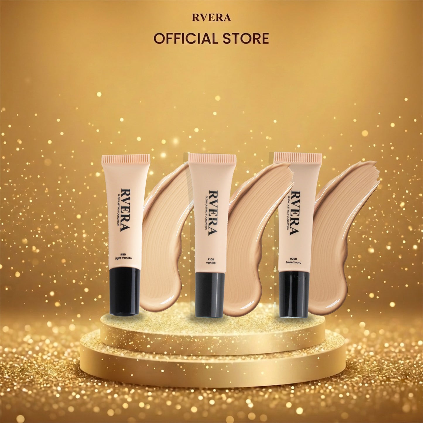 RVERA MINI Glow Lasting Foundation Light Vanilla, Vanilla and Sweet Ivory Stay Radiant 24H Lasting 3.5ML