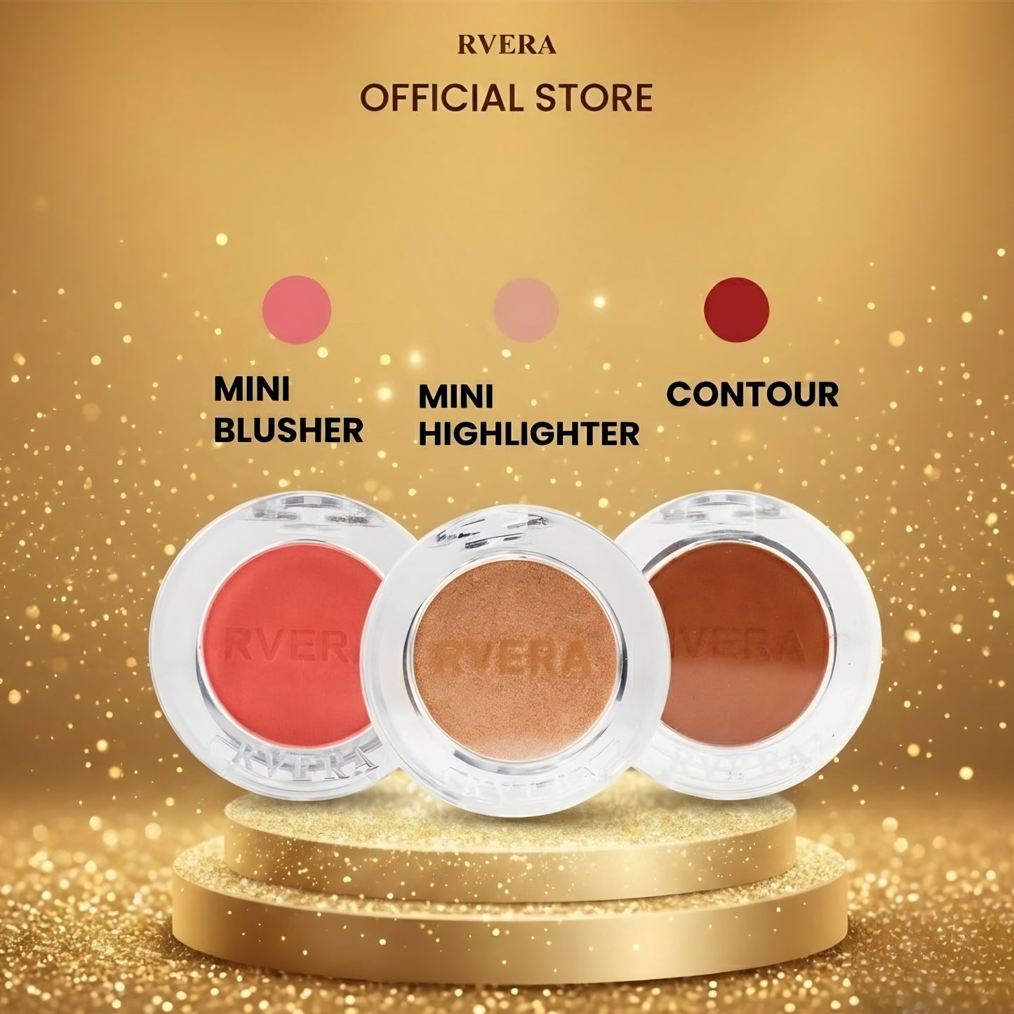 RVERA COMBO 3IN1 MINI Travel Size Make Up Enhancer Blusher Highlighter Contour 1.8g
