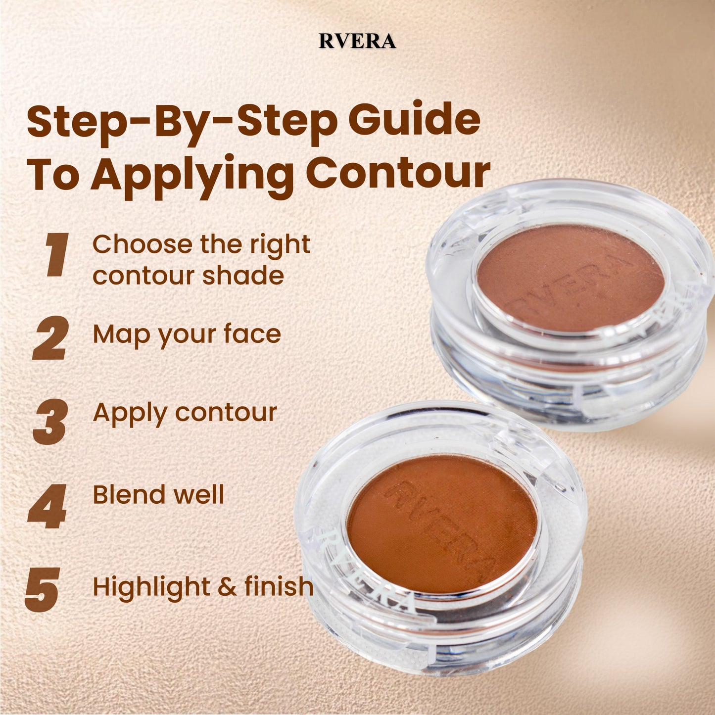 RVERA COMBO 3IN1 MINI Travel Size Make Up Enhancer Blusher Highlighter Contour 1.8g