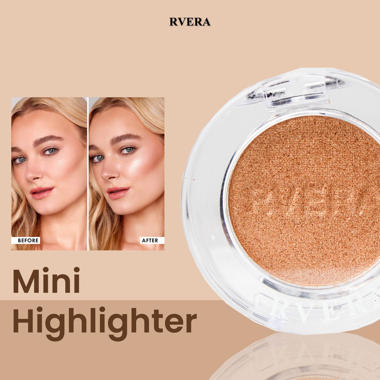 RVERA COMBO 3IN1 MINI Travel Size Make Up Enhancer Blusher Highlighter Contour 1.8g