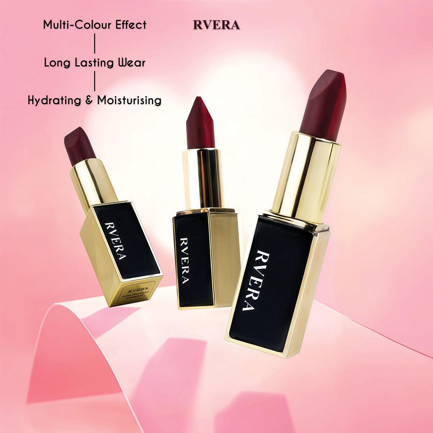 RVERA Gincu 3 Warna Dalam Satu Warna Bertahan Lama Melembabkan Bibir