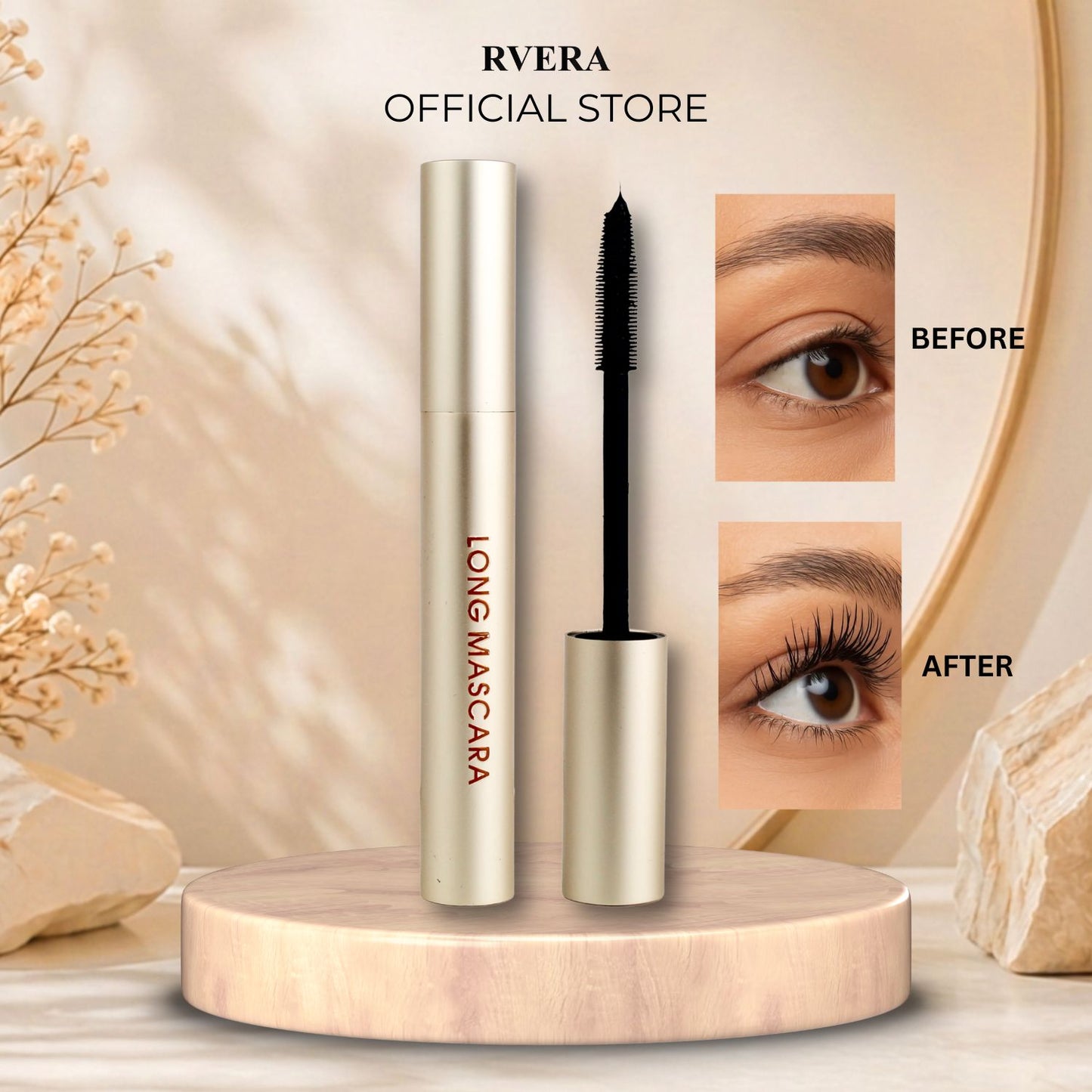 RVERA Mascara for Thick and Sharp Natural-Looking Lashes with a Natural Curl