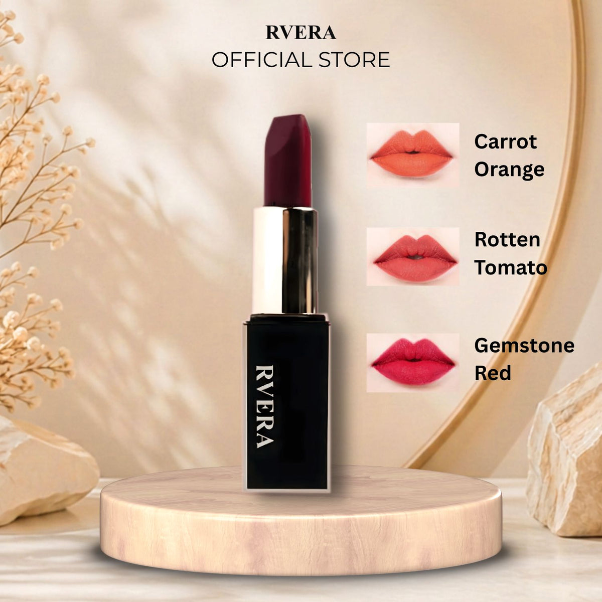 RVERA Gincu 3 Warna Dalam Satu Warna Bertahan Lama Melembabkan Bibir