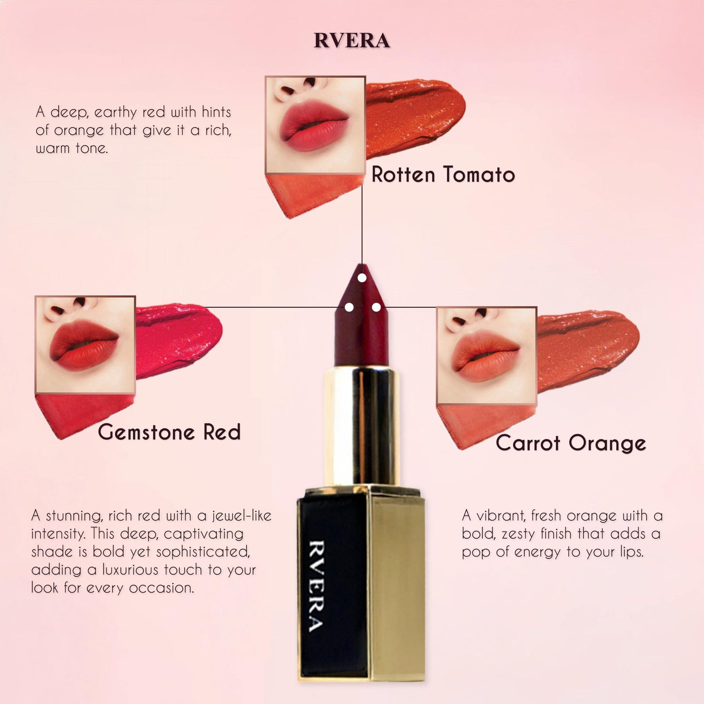 RVERA Gincu 3 Warna Dalam Satu Warna Bertahan Lama Melembabkan Bibir